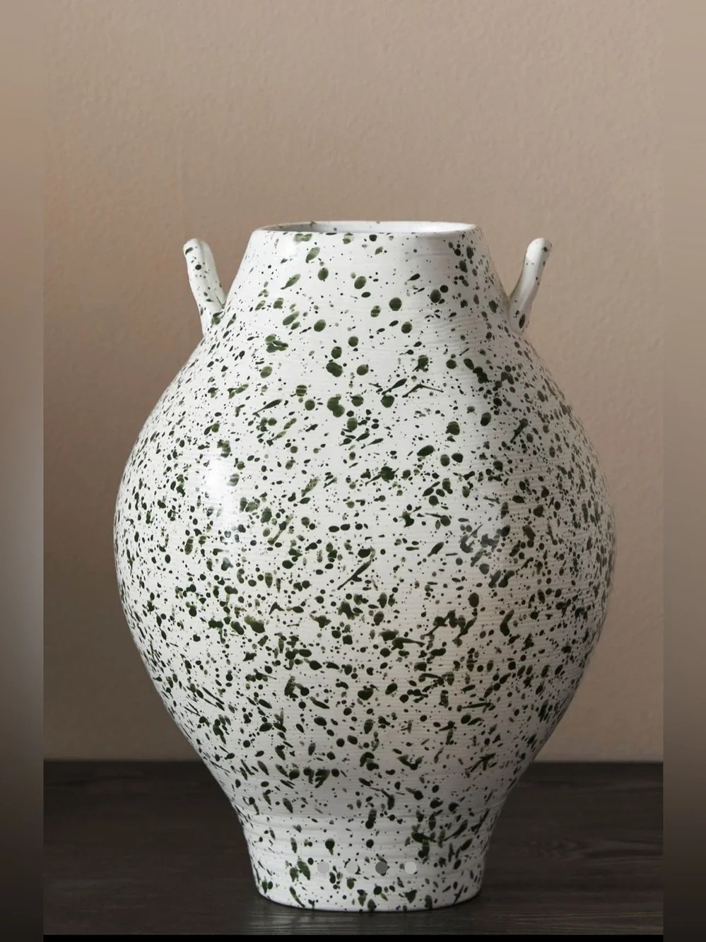 Anthropologie Amber Lewis Green Splatter Double Handle Vase NEW